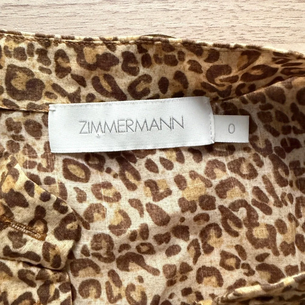 Zimmermann Maxi Cotton Summer Dress Tiered Animal Print Brown Size 0 - Picture 2 of 8
